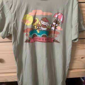 Hello Kitty Green Short Sleeve Tee with Cartoon Graphic Design